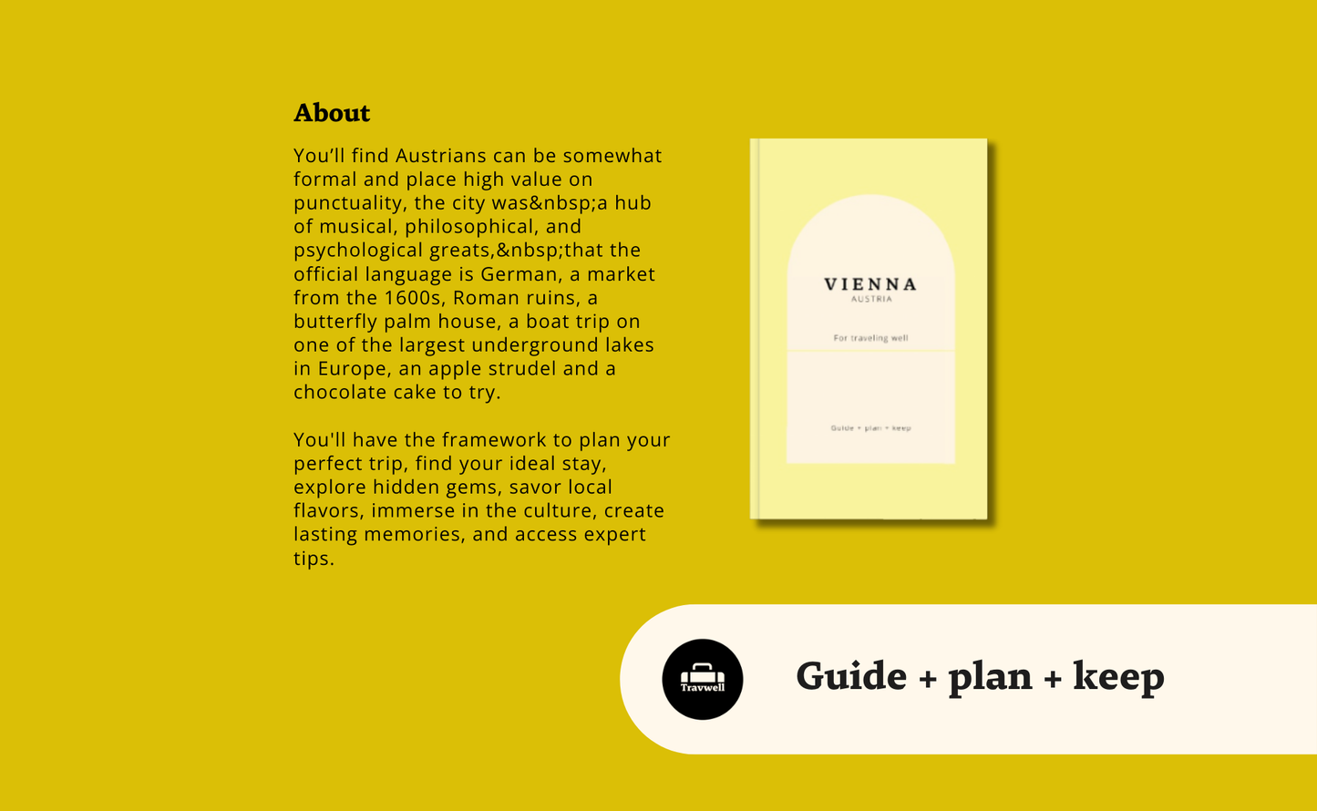 Vienna Travel Guide Book, an Elegant Trip Planner for Austria Book by Travwell
