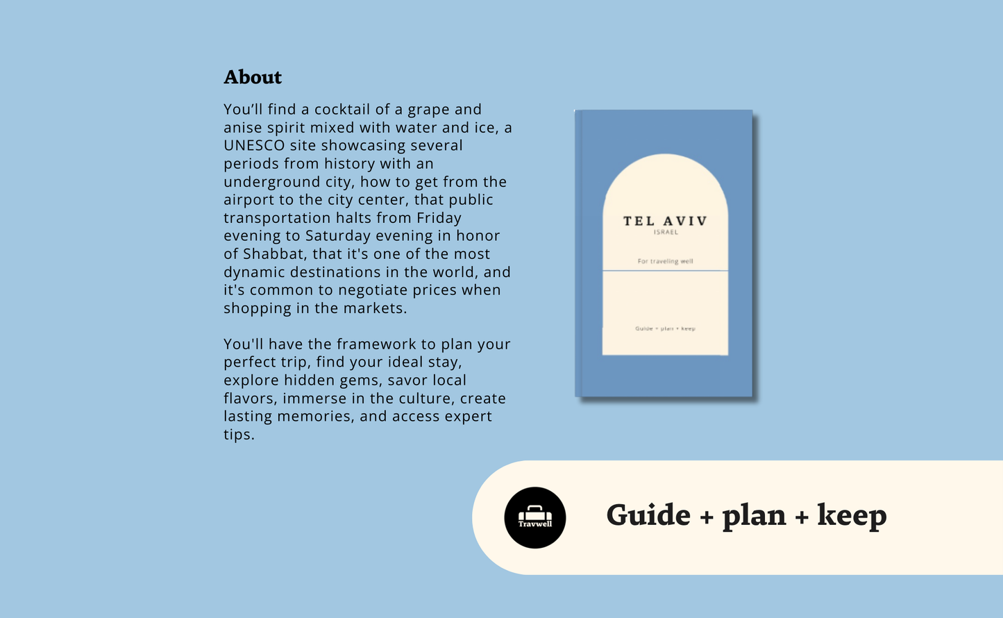 Tel Aviv Travel Planner: Itineraries, Tips & Local Finds Book by Travwell