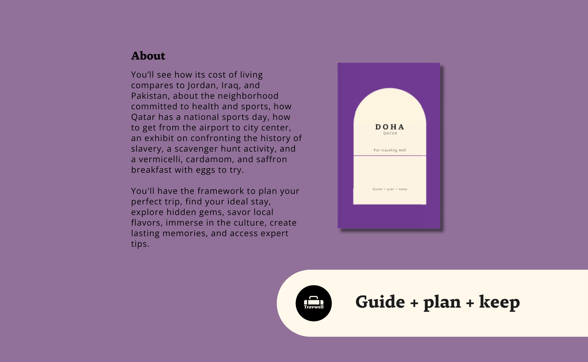 Doha Qatar Travel Guide Book for U.S. Travelers | Plan With Ease Book by Travwell