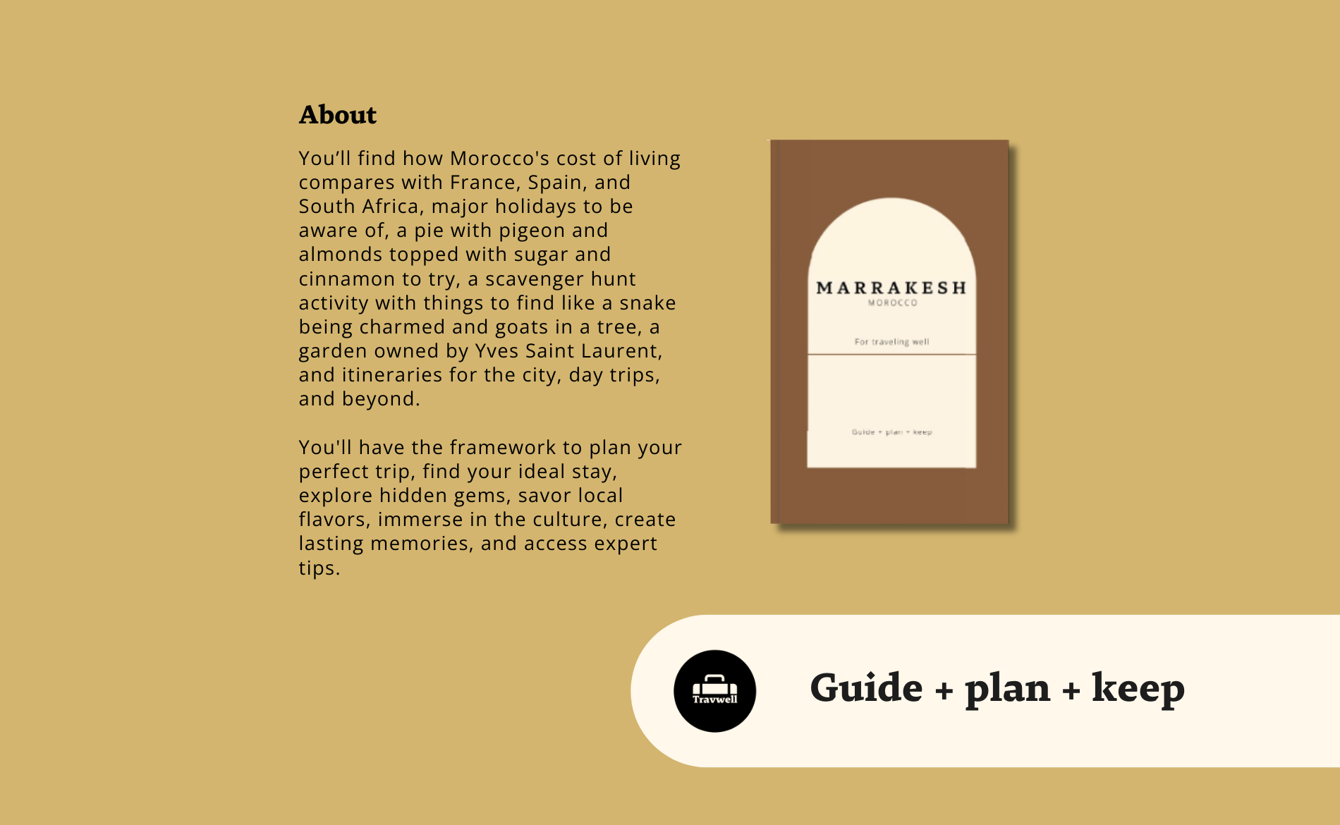 Marrakesh (Marrakech) Planner & Travel Guidebook | Printed for U.S. Travelers Book by Travwell