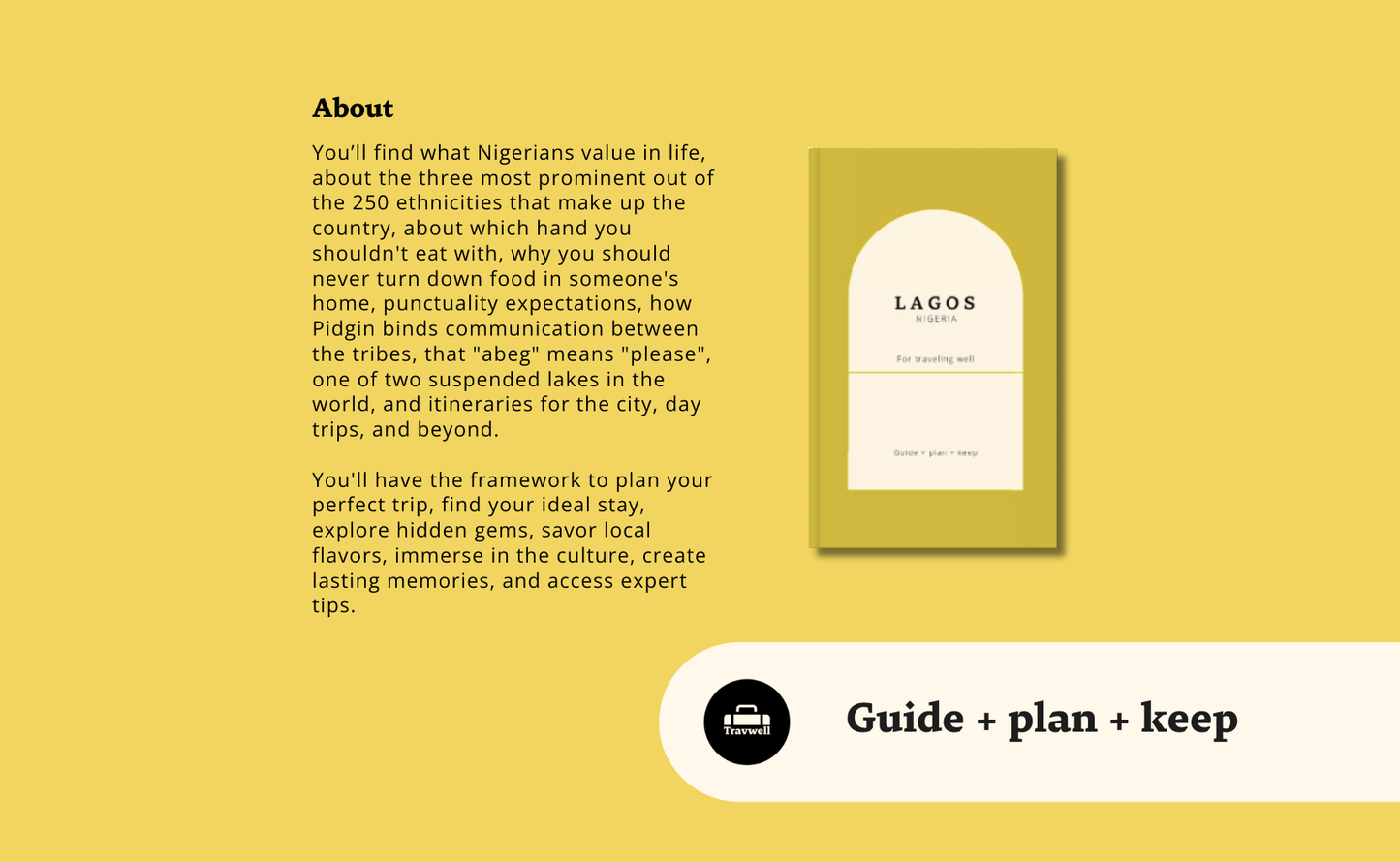 Lagos Nigeria Travel Guide Book & Trip Planner for U.S. Travelers Book by Travwell