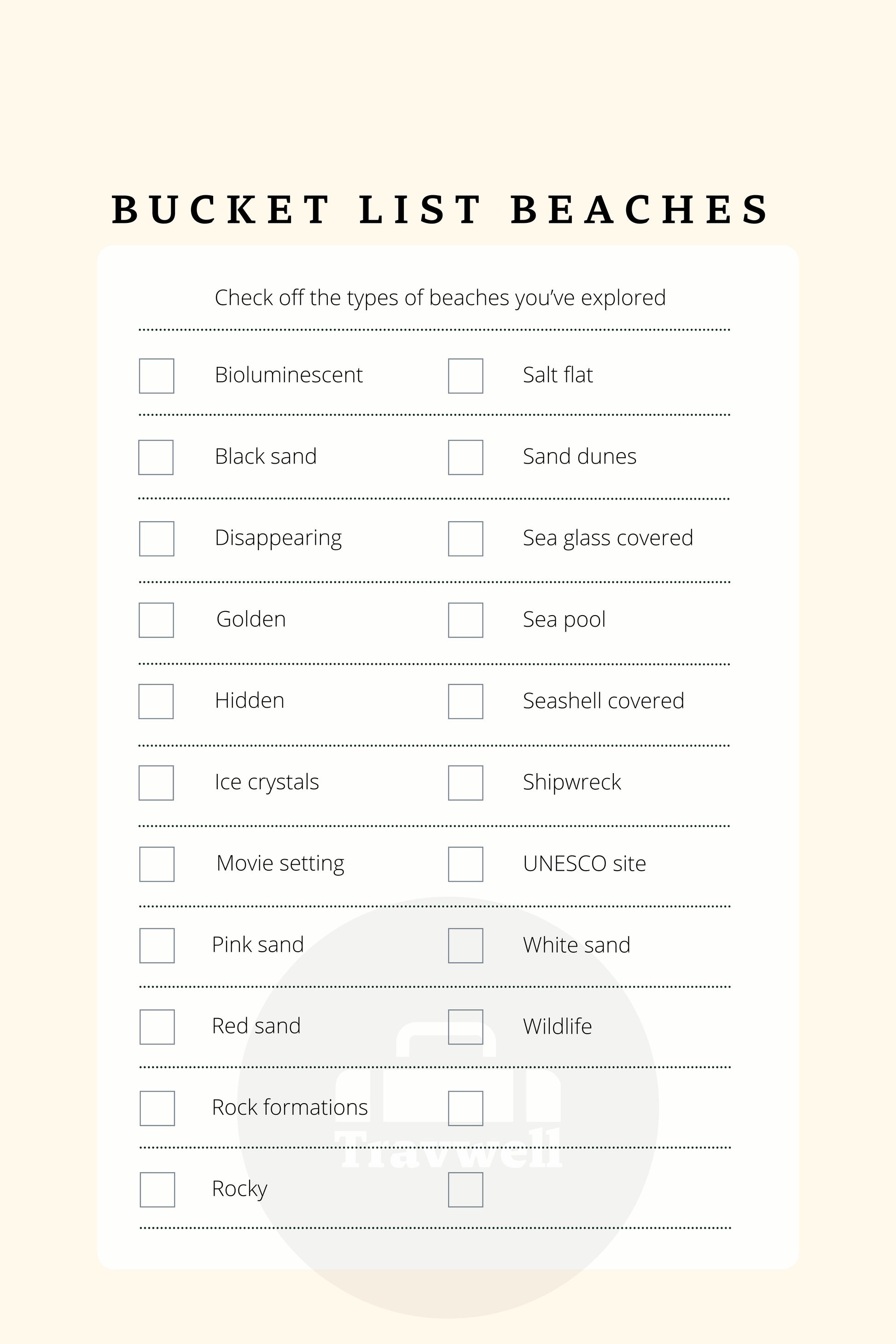 Beach Bucket List Download Free With Trip Planner List by Travwell