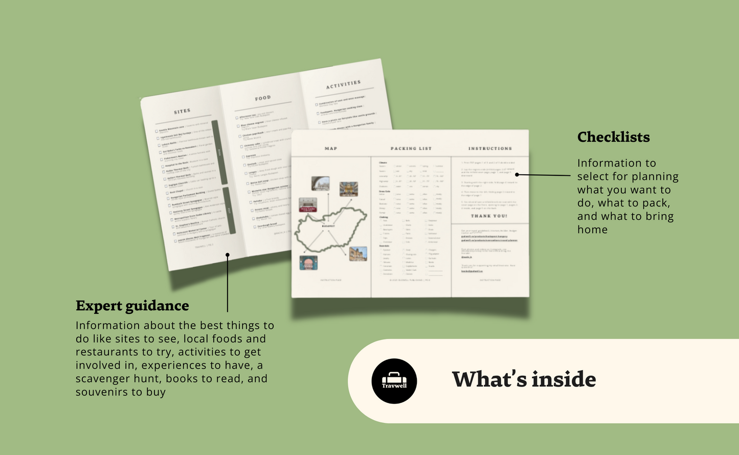 Budapest Print Out Travel Planning Brochure | Sites, local food, reading list, packing list List by Travwell