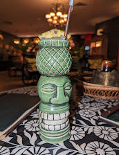 Tiki beach cocktail at a bar in Nassau Bahamas