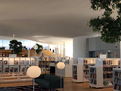 Cozy futuristic library in Helsinki Finland